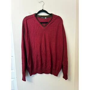 Sol Men's Lightweight V-Neck Sweater Red 100% Baby Alpaca Size XXL